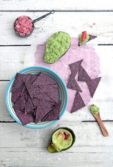 Purple corn chips with guacamole | Flickr - Photo Sharing! Chocolate Covered Figs, Sprouted Pumpkin Seeds, Purple Corn, Raw Almond Butter, Pumpkin Seed Butter, Chocolate Covered Almonds, Banana Powder, Hazelnut Butter, Vegan Raw