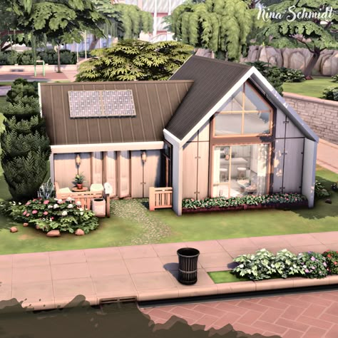 Growing Together & Eco Lifestyle The Sims 4 Eco Lifestyle House, Sims Growing Together, Eco Lifestyle Sims 4 House, Sims 4 Eco Lifestyle Cc, Sims 4 Growing Together House, Sims 4 Eco Lifestyle House, Growing Together Sims 4, Tiny Modern House, Building Inspiration