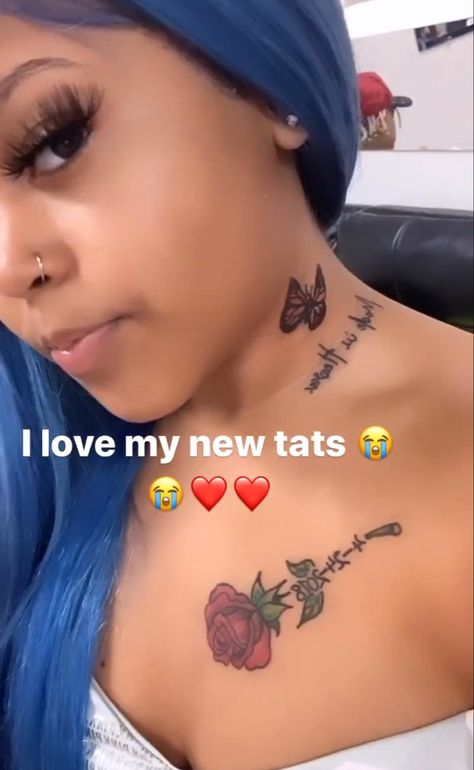 Blue Neck Tattoo, Crown Neck Tattoo, Girls Cornrow Hairstyles, Wanderlust Tattoos, Tattoos Cartoon, Dreamcatcher Tattoos, Skin Color Tattoos, Fantasy Tattoo, Girl Thigh Tattoos