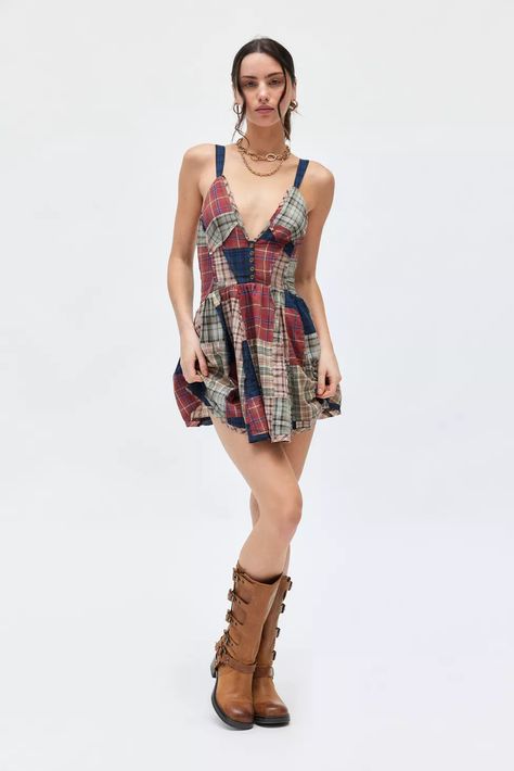 BDG Bryn Plaid Patchwork Fit & Flare Mini Dress | Urban Outfitters Grad Outfits, Australia Clothes, Ruched Skirt, Patchwork Fabric, Flare Mini Dress, Urban Dresses, Urban Outfitters Dress, Mini Dress Casual, Summer Party Dress