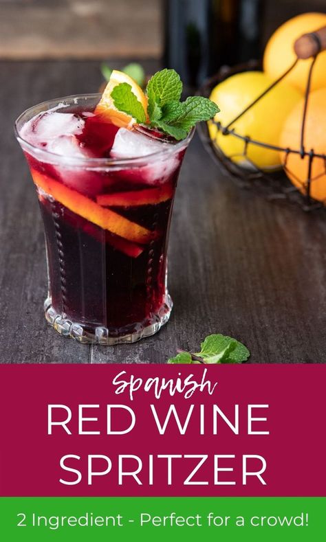 A 2 INGREDIENT Cocktail that combines red wine and Sprite, Tinto de Verano is one of Spain's most refreshing drinks! This simple and easy recipe is made for parties!! #cocktails #redwine #partycocktails #drinks Cocktails With Tequila, Red Wine Spritzer, Wine Spritzer Recipe, Easy Spring Cocktails, Red Wine Drinks, Autumn Cocktails, Red Wine Cocktails, Wine Mixed Drinks, Spanish Red Wine