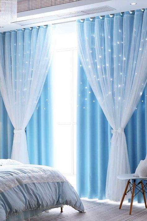 Sky Blue Curtains, Blackout And Sheer Curtains, Bedroom Girls Kids, Victoria Bedroom, Pink Blackout Curtains, Curtains Living Room Modern, Window Curtains Living Room, Window Curtains Bedroom, Living Room Window