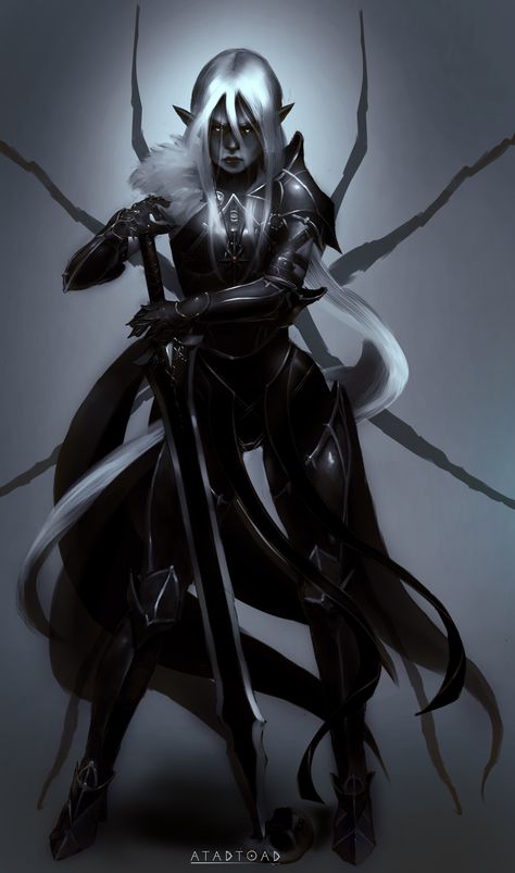 ArtStation - Champion of Lolth., Anna Ben David Drow Female, Half Drow, Wood Illustration, Night Elf, Dungeons And Dragons Characters, Dnd Art, Dark Elf, Fantasy Concept Art, Fantasy Warrior