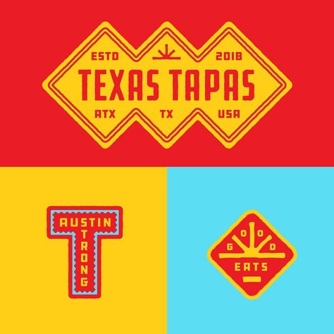 Stout on Instagram: “Throwback to some spicy hand-painted branding for Texas Tapas, a Tex-Mex shop in Austin.” Tex Mex Design, Texas Branding, Texas Logo, Fast Food Logos, Austin Shopping, Spanish Tapas, Paint Brands, Logo Food, Logo Mark