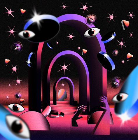 Personal Projects Visionary Graphic Design, Universe Design Graphic, Magic Graphic Design, Mystic Graphic Design, Galactic Party, 2024 Illustration, Neon Maximalism Graphic Design, Neon Illustration, Graphic Design Illustration Art