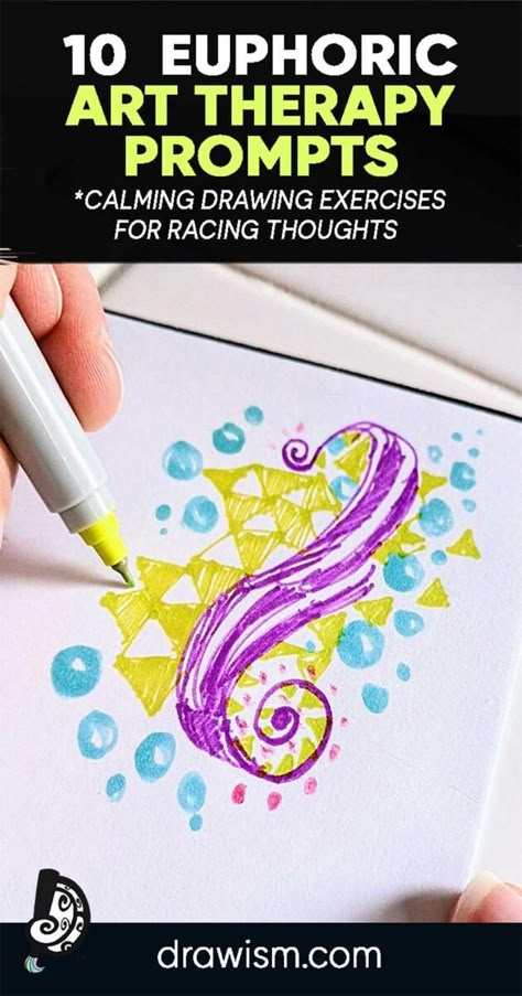 Simple Art Exercises, Art Therapy Directives For Adults, Art Journal Exercises, Halloween Art Therapy Activities, Art Therapy Drawing Activities, Art For Relaxation, Art Therapy Exercises Ideas, Meditative Art Projects, Fun Drawing Exercises