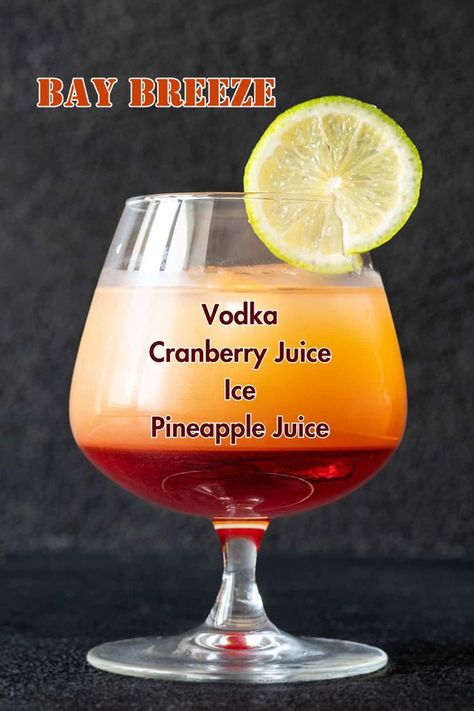 Vodka Pineapple Cranberry Drink, Pineapple Cranberry Drink, Pineapple Cranberry Cocktail, Cocktails With Pineapple Juice, Cocktails With Cranberry Juice, Cranberry And Vodka, Fruity Vodka Drinks, Bay Breeze Cocktail, Cranberry Cocktails