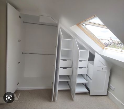 Wardrobe Interior Layout, Loft Conversion Wardrobes, Loft Room Ideas, Wardrobes Ideas, Loft Conversion Bedroom, Attic Bedroom Storage, Attic Wardrobe, Bedroom Built In Wardrobe, Attic Bedroom Designs