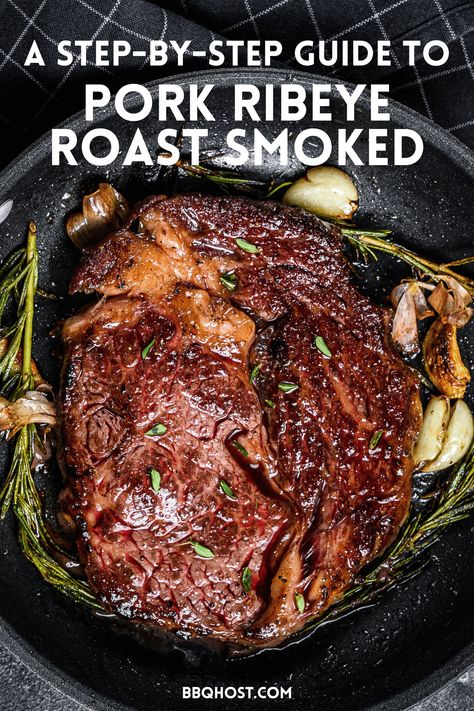 Pork ribeye roast is a cut that has the perfect blend of leanness and flavor. If you aren't familiar with this cut yet, this post is for you. Learn where this cut is taken from, as well as what type of wood to use for smoking a pork ribeye roast. Get our step-by-step guide to to make a smoked pork ribeye roast here! Smoked Pork Ribeye Roast, Pork Ribeye Roast Recipes, Pork Loin Ribeye Roast Recipe, Pork Ribeye Roast, Pulled Pork Smoker Recipes, Pork Ribeye, Smoked Pork Roast, Rib Eye Recipes, Smoked Pork Tenderloin