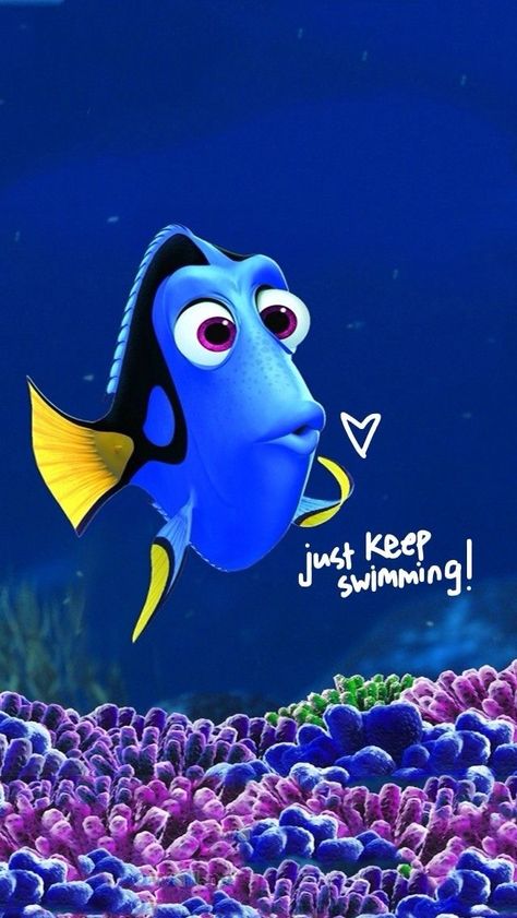 Nemo Wallpaper, Finding Nemo Quotes, Dory Tattoo, Dory Just Keep Swimming, Swim Wallpaper, Baby Dory, Swimming Posters, Dory Finding Nemo, Calm Kids