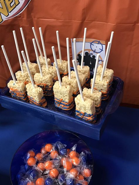 Nerf Birthday Party Ideas | Photo 2 of 15 | Catch My Party Nerf Birthday Party Ideas Food, Nerf Party Food, Nerf Birthday Party Ideas, Nerf Birthday Party, Nerf Party, 9th Birthday Parties, Birthday Party Food, Birthday Food, 6th Birthday Parties