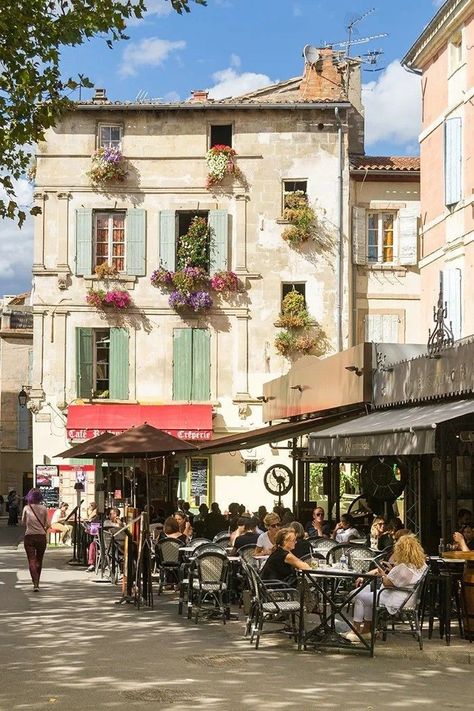 Provance France, Architecture Photography Buildings, Arles France, Watercolor Architecture, Outdoor Cafe, City Landscape, Urban Sketching, City Aesthetic, Urban Photography