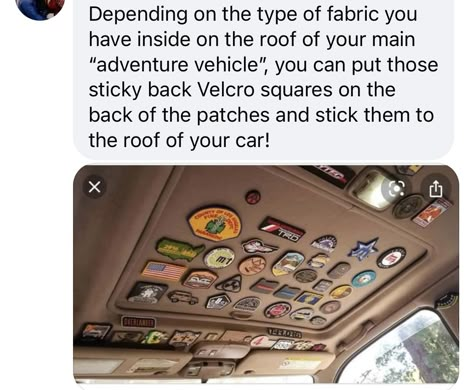 Car Accessories Sunroof, Patches On Car Roof, Patches On Car Ceiling, Car Roof Decoration, Diy Car Decor, Cozy Car Interior, Aesthetic Car Inside, Diy Car Accessories, Car Things