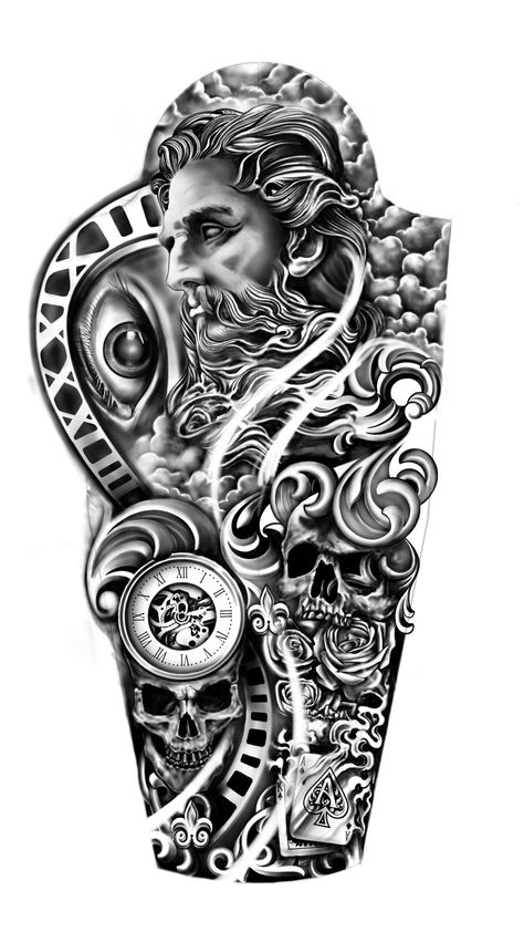 Tattoos Greek, Greek God Tattoo, God Zeus, Zeus Tattoo, Full Sleeve Tattoo Design, Greek Mythology Tattoos, Men Tattoos Arm Sleeve, God Tattoos, Tattoo Inspiration Men