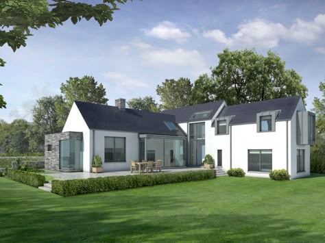 McNulty Smyth, Chartered Architects, Engineers, Belfast, Newry, Dublin - McNulty Smyth chartered architects & engineers Irish House Designs, Irish House Plans, Irish Farmhouse, House Designs Ireland, Striped Wood, L Shaped House, Modern Bungalow Exterior, Irish Houses, Irish Country