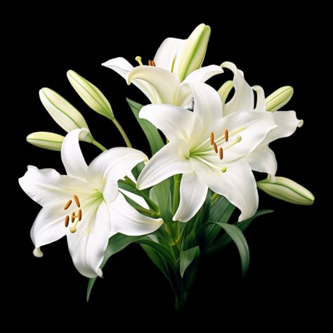 White Lilies Aesthetic, Easter Lily Flower, White Lily Flower Aesthetic, White Lily Illustration, Lily Close Up, Lilies White, Easter Lilies, Photo Clipart, Easter Lily