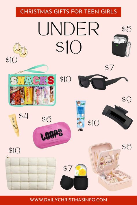 🎄🎁 Searching for affordable Christmas gifts for teen girls? Look no further! Our gift guide is packed with fun, stylish, and thoughtful ideas — all under $10! Whether she loves trendy accessories, cute gadgets, or self-care goodies, we’ve got something she’ll adore! 💖✨ Get ready to shop the best deals for teen girls this Christmas! 🌟 #ChristmasGifts #TeenGirlGifts #HolidayGiftGuide #AffordableGifts Christmas Gifts Under $10, Teen Christmas Wishlist, Gift Ideas For Teen Boys, Cute Gadgets, Affordable Christmas Gifts, Christmas Gifts For Teen Girls, Accessories Cute, Christmas Inspo