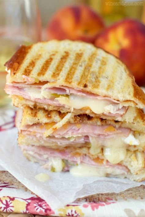 That spicy/sweet contrast gets us every time. Get the recipe from Wine and Glue. Cuisinart Griddler Recipes, Best Panini Recipes, Panini Press Recipes, Panini Maker, Panini Recipes, Panini Sandwiches, Dinner Sandwiches, Sandwich Maker, Grilled Sandwich