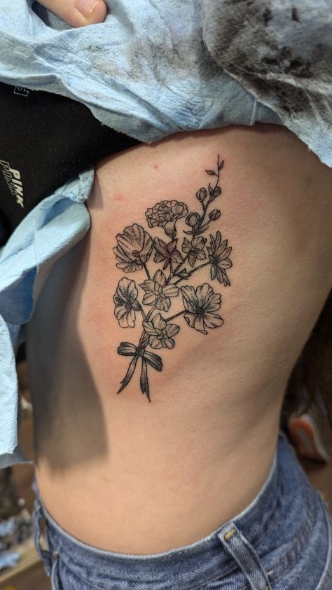 Floral Tattoo Ribs, Rib Tattoo, Tattoos, Birthday, Flowers, Floral