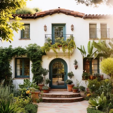 Mediteranian Style Homes, Bohemian Exterior House, California House Exterior, Spanish Revival Home Exterior, Spanish Colonial Style Homes Exterior, Meditarian House, Modern Mediterranean Exterior, Mediterranean House Exterior, Boho Home Exterior