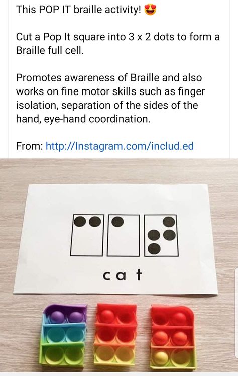 Vision Impaired Activities Kids, Teaching Blind Students, Activities For Blind Children, Visual Impairment Activities, Visually Impairment, Vision Therapy Activities, Cvi Activities, Braille Activities, World Braille Day