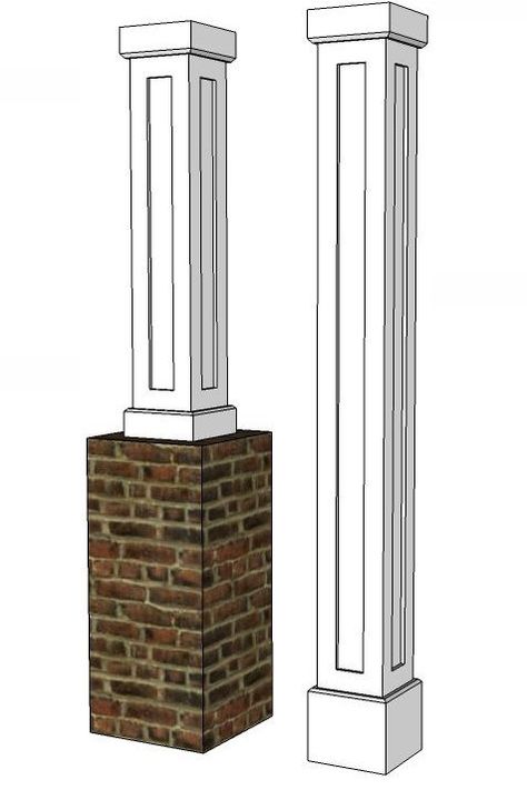 10" SHAKER PVC Column Wrap Kit 4x4 Post Wrap Ideas, Porch Post Ideas, Column Decoration Ideas, Porch Column Wraps, Front Porch Pillars, Pvc Column Wraps, Porch Pillars, House Columns, Exterior Columns