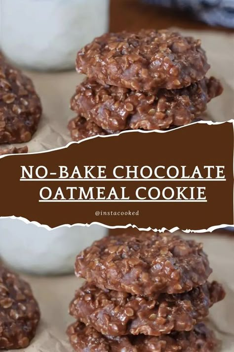 No-Bake Chocolate Oatmeal Cookies Recipe - Quick & Easy No Bake Chocolate Oatmeal Cookies Bars, No Bake Drop Oatmeal Cookies, No Bake Oatmeal Cookies Recipe, Oatmeal Candy No Bake, Chocolate Oatmeal No Bake Cookies Recipe, Christmas Cookies With Oatmeal, Chocolate Oatmeal Cookies No Bake, No Bake Oatmeal Chocolate Cookies, Unbaked Chocolate Oatmeal Cookies