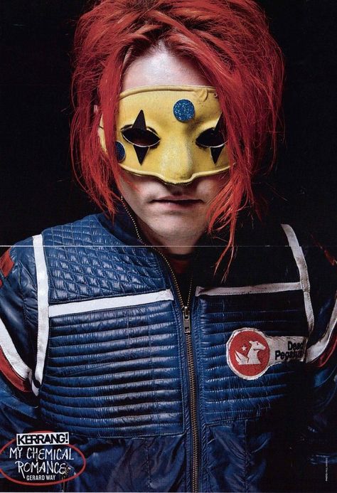 I asked my mum if I could get my hair dyed red like Gerards... she wasn't having it Spooky Soup, Soup Art, Party Poison, Fic Recs, Scary Party, Danger Days, Band Music, Gerard Way, My Chemical