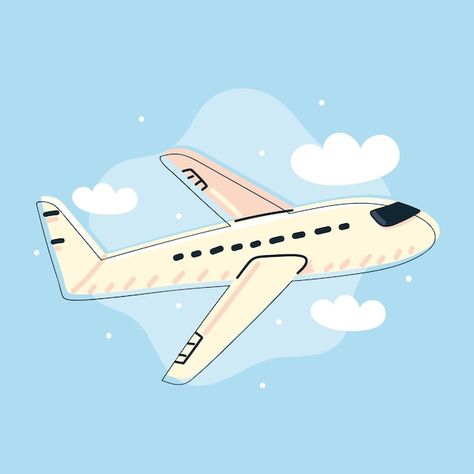 Airplane fly travel | Premium Vector #Freepik #vector #aviation #aircraft #flight #airplane Cartoon Airplane Drawing, Cute Airplane Drawing, Aeroplane Illustration, Flight Drawing, Airplane Doodle, Airplane Cartoon, Plane Illustration, Airplane Sketch, Travel Cartoon