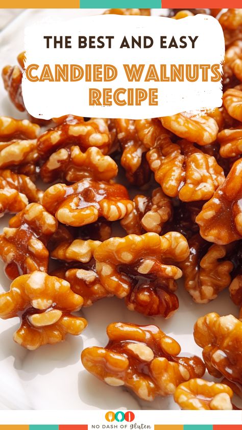 Discover the magic of Candied Walnuts! In just 5 minutes, turn walnuts into a sweet, crunchy masterpiece. Great as snacks or salad toppers. Craving more tasty treats? Click the pin and dive into a world of flavors on my blog! Candied Walnuts For Salad, Candied Nuts Recipe, Candied Walnut Recipe, Caramelized Walnuts, Glazed Walnuts, Salad Toppers, Walnut Recipes, Roasted Walnuts, Nut Snacks