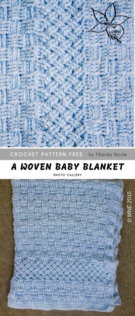 A Woven Baby Crochet Blanket FREE Baby Crochet Blanket Free, Blanket Inspiration, Baby Haken, Crochet Kids Blanket, Crochet Baby Dress Free Pattern, Crochet Baby Blanket Free Pattern, Crochet For Beginners Blanket, Crochet Fun, Beginner Crochet Projects