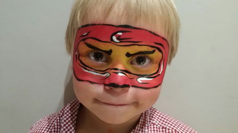 Ninjago face paint by BerryBlue.co.uk Ninjago Face Paint, Lego Faces, Rainbow Eye Makeup, Ninjago Birthday Party, Galaxy Makeup, Ninjago Birthday, Ninjago Party, Face Painting Easy, Kids Face Paint