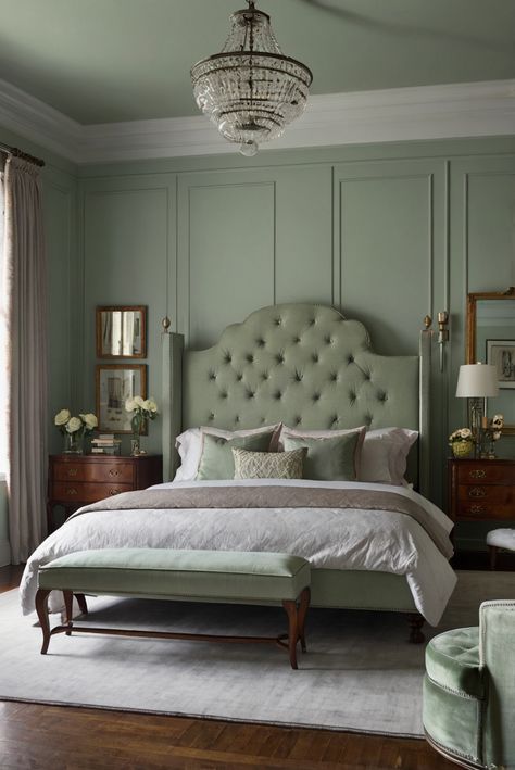 Want to create a gender-specific color scheme for a shared bedroom? Discover the secrets to designing a unique space! #ad     #Colortrend #wallpaint2024  #color2024  #DIYpainting  ##DIYhomedecor  #Fixhome Benjamin Moore Gentle Gray, Sage Green Farmhouse Bedroom, Green Farmhouse Bedroom, Sage Green Farmhouse, Design A Bedroom, Farmhouse Layout, Green Farmhouse, Solid Wood Kitchen Cabinets, Farmhouse Bedroom Ideas