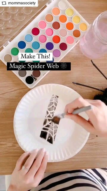 Spider Art Activity, Spider Crafts Preschool, Magic Spider, Spider Web Craft, Resist Art, Watercolor Resist, Halloween Activities For Toddlers, Halloween Craft Activities, Halloween Activities Preschool