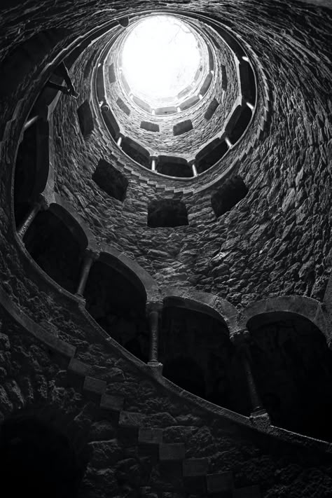 View from inside old stone tower with shabby walls · Free Stock Photo Black Tower, Tower Aesthetic, Stone Tower, Gothic Tower, Old Stone Wall, Old Tower Fantasy Art, Stone Tower Aesthetic, Gothic Architecture Photography, Gothic Architecture Close Up