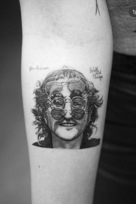 john lennon realistic potrait tattoo blaxk and white John Lennon Tattoo, Rome Tattoo, Jhon Lennon, Realistic Portrait, Tattoos Gallery, Abstract Tattoo, A Tattoo, Best Artist, John Lennon