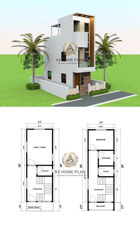 House design with 2d floor plan layout Small House Design Floor Plan, 20x30 House Plans, House Plan Design, Morden House, Dream Scape, House Balcony, Little House Plans, House Balcony Design, Free House Plans