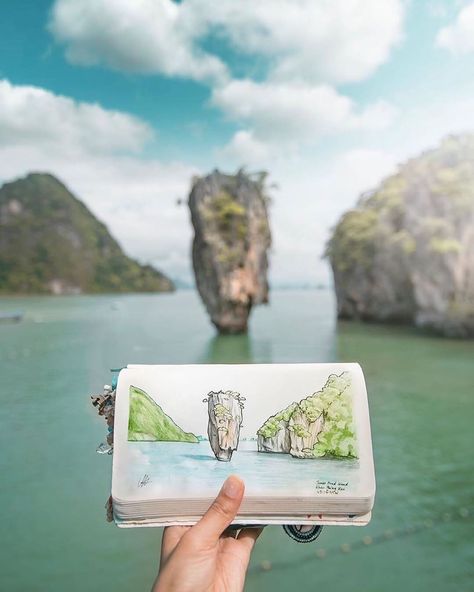 Voyage Sketchbook, James Bond Island, Travel Journal Scrapbook, Travel Art Journal, Restaurants Food, Hawaii Luau, Destination Voyage, Ancient City, Capture Memories