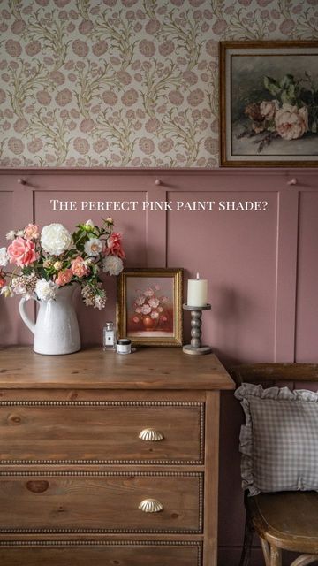 Pink And Sage Room Aesthetic, Dusk Pink Nursery, Maroon And Pink Room, Pink Paint Kitchen, Pink Mauve Nursery, Lavendar Walls Room, Sulking Room Pink Bedroom Ideas, Mauve And Gold Bedroom, Mauve Beadboard