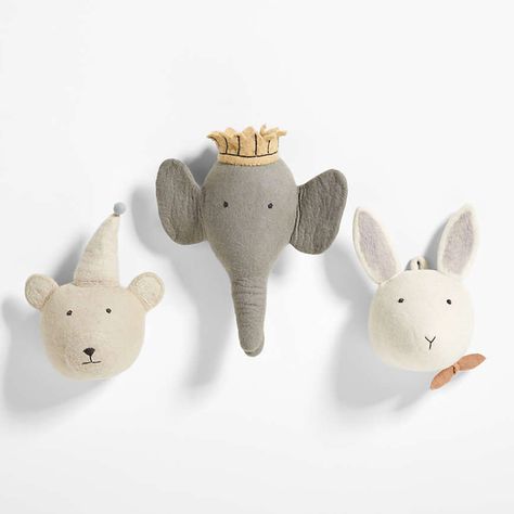 Nursery Reveal – Rachel Love Animal Heads On Wall, Felt Elephant, Bunny Wall Decor, Animal Head Wall Decor, Felt Bear, Head Wall Decor, Elephant Wall Decor, Animal Head Wall, Sports Wall Decor