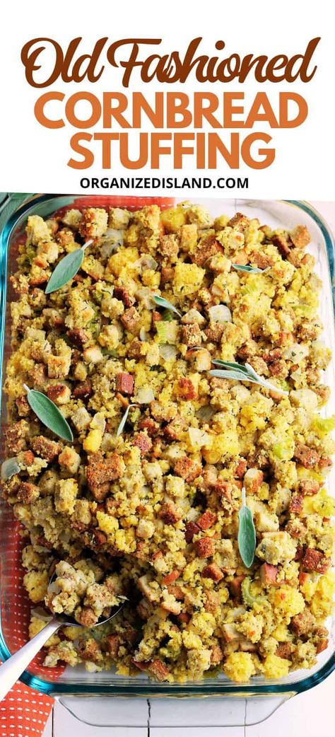 Homemade Cornbread Stuffing Recipe, Cornbread Stuffing Casserole, Homemade Cornbread Stuffing, Old Fashioned Cornbread, Easy Homemade Cornbread, Cornbread Stuffing Recipes, Thanksgiving Stuffing Recipes, Recipes Sides, Delicious Cornbread