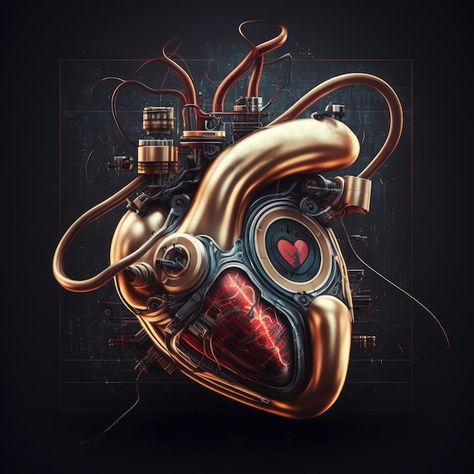 Human Heart Art, Heart Anatomical, Steampunk Machines, Artificial Heart, Heart Organ, Heart Real, Png Images For Editing, Artist Reference, Awakening Art