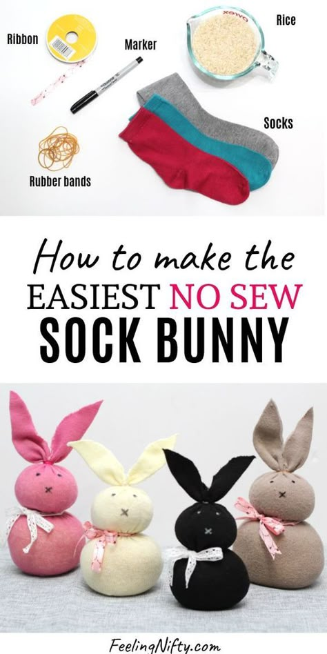 No Sew Sock Bunny, Sock Bunnies, Easter Bunny Craft, Sock Bunny, Bunny Craft, Diy Unicorn, Sewing Easy Diy, Easter Bunny Crafts, Crafts Easter