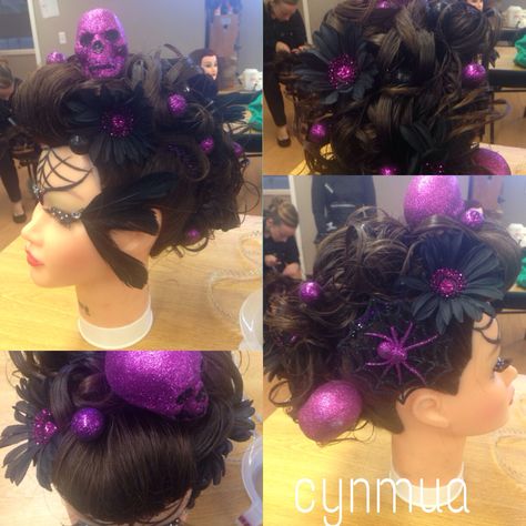 Beauty school #halloween Hair competition  #elegant #updo #mohawk Halloween Hair Competition, Updo Mohawk, Fantasy Hairstyles, Hair Competition, Pretty Updos, Halloween Hairstyles, School Halloween, Hair School, Beauty Tricks