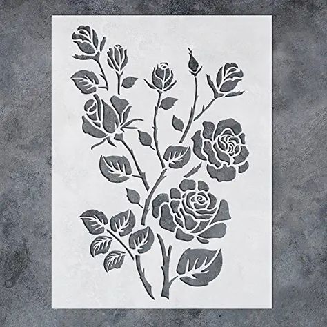 Rose Stencils, Stencil Patterns Templates, Rose Stencil, Craft Stencils, Floral Stencil, Stencils For Painting, Diy Projektit, Leaf Stencil, Stencils Printables