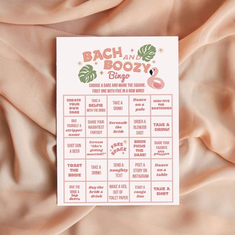 Tropical Palm Springs Bachelorette Game Bingo | Flamingo Pool Party Bachelorette Game | Retro Beach Bachelorette | Bach and Boozy Bingo Game Pool Party Bachelorette, Palm Springs Bach, Flamingo Pool Party, Summer Bachelorette Party, Palm Springs Bachelorette Party, Flamingo Pool Parties, Game Bingo, Bachelorette Game, Tropical Bachelorette Party