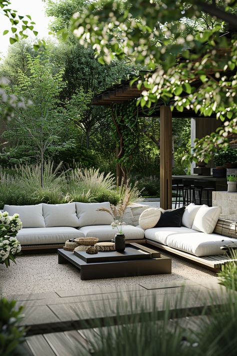 Zen Garden Rooftop, Japanese Patio, Outdoor Furniture Layout, Low Light House Plants, City Gardens, Garden Layouts, Backyard Seating Area, Small Courtyard Gardens, Bali Villa