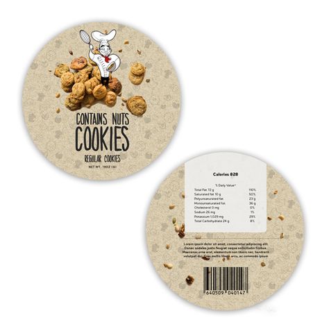 Design a fun package and label for a Nutty Gourmet Cookie company Product packaging contest design#product#packaging#chefbenliquet Cookie Label, Gourmet Cookie, Simple Cookie, Biscuits Packaging, Cookie Company, Design Stickers, Gourmet Cookies, Circle Labels, Cookie Flavors