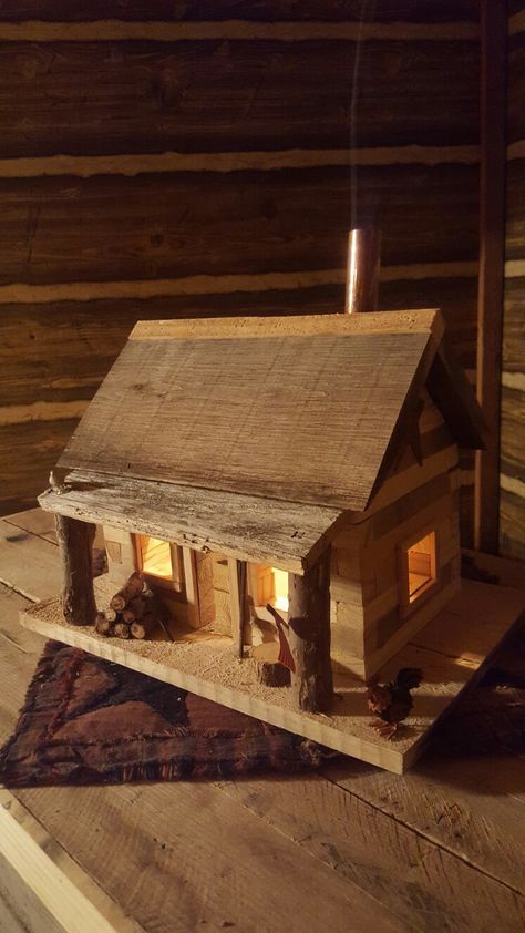 Log Cabin nightlight with  incense burner. Burning Balsam Fir incense sticks smells like a camp fire. Diy Mini Log Cabin, Log Cabin Bird House Ideas, Miniature Log Cabin Diy, Diy Mini Cabin, Log Cabin Dollhouse, Log Cabin Bird House, Miniature Log Cabin, Log Cabin Craft, Miniature Cabin