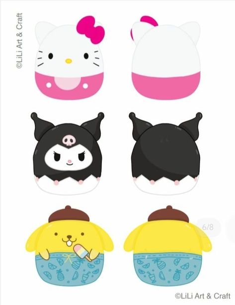 Blindbag Printable Template, Sanrio Blind Bag Printable, Paper Squishy Printable, Sanrio Template, Aesthetic Craft Ideas, Sanrio Crafts, Printable Diy Crafts, Anime Alien, Aesthetic Craft